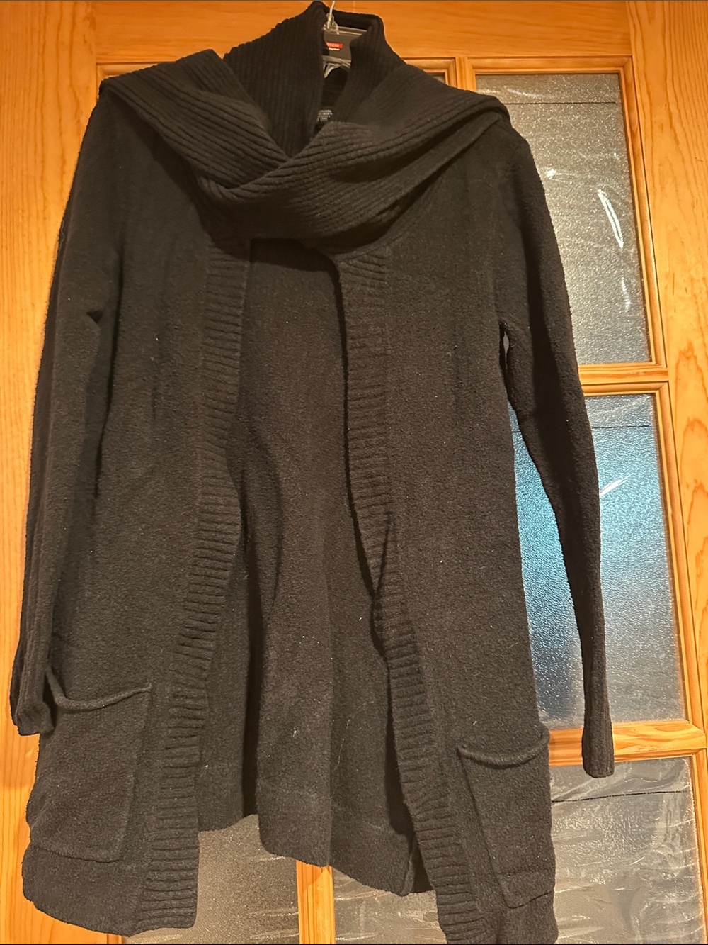 Kensie Black Open-Front Shawl Collar Cardigan